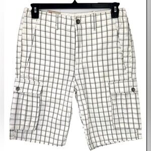 Levis Cargo Shorts Men’s 30 White Black Plaid Relaxed Fit White Tab Cotton NEW